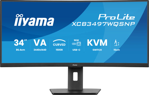 iiyama ProLite XCB3497WQSNP-B1 écran plat de PC 86,4 cm (34") 3440 x 1440 pixels UltraWide Quad HD LED Noir