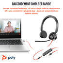 HP Poly Micro-casque Poly Blackwire 3325 stéréo USB-C + connexion 3,5 mm + adaptateur USB-C/A