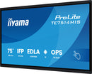 iiyama PROLITE TE7514MIS-B2AG Écran plat de signalisation numérique 190,5 cm (75") LCD Wifi 435 cd/m² 4K Ultra HD Noir Écran tactile Intégré dans le processeur Android 24/7