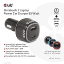 CLUB3D CAC-1922 chargeur d'appareils mobiles Ordinateur portable Noir Allume-cigare Auto