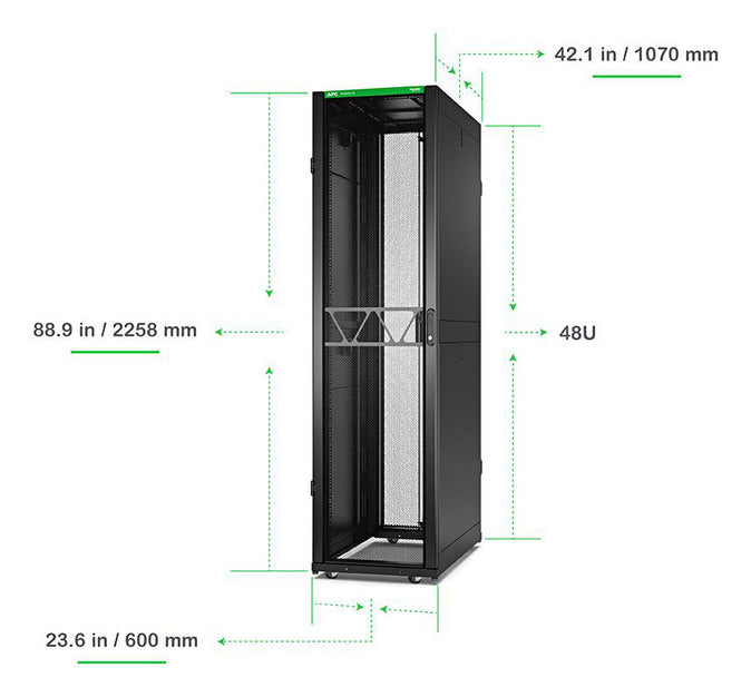 APC Rack Netshelter SX Server, 2e génération, 48U, 2 258H x 600L x 1 070D mm, avec panneaux latéraux, noir