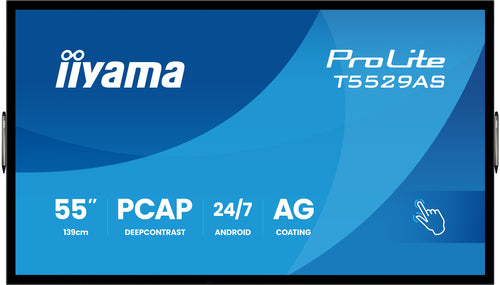 iiyama T5529AS-B1AG Dynamisch display Interactief flatpanel 138,7 cm (54,6") LED Wifi 500 cd/m² 4K Ultra HD Zwart Touchscreen Geïntegreerd Processor Android 24/7
