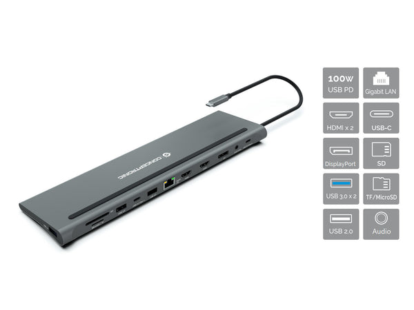 Conceptronic DONN17G station d'accueil Avec fil USB 3.2 Gen 1 (3.1 Gen 1) Type-C Gris