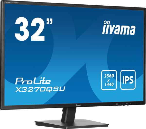 iiyama ProLite X3270QSU-B1 80 cm (31,5") 2560 x 1440 pixels Wide Quad HD LED PC flatscreen monitor, zwart