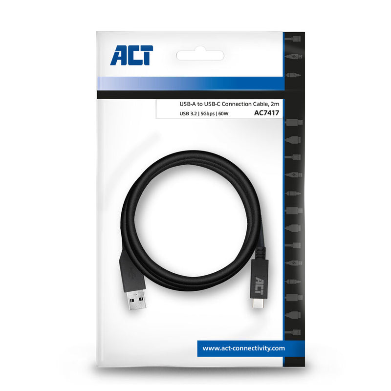 ACT AC7417 câble USB USB 3.2 Gen 1 (3.1 Gen 1) 2 m USB C USB A Noir