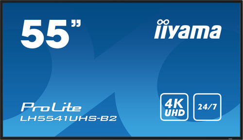 iiyama LH5541UHS-B2 Kiosk-stijl Digital Signage Display 138,7 cm (54,6") LCD 500 cd/m² 4K Ultra HD Zwart Geïntegreerde processor 24/7