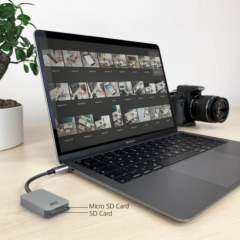 ACT USB-C kaartlezer voor SD en micro SD, SD 4.0 UHS-II