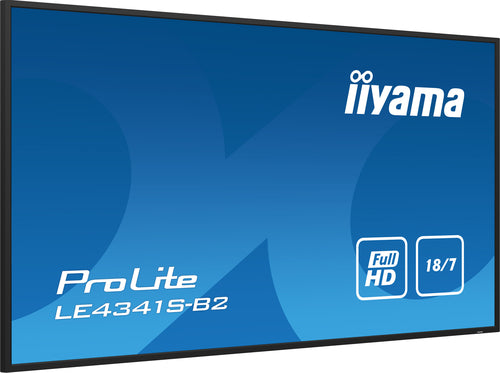 iiyama PROLITE LE4341S-B2 108 cm (42,5") LCD Digital Signage Flat Panel Display, 350 cd/m², Full HD, Zwart, 18:7